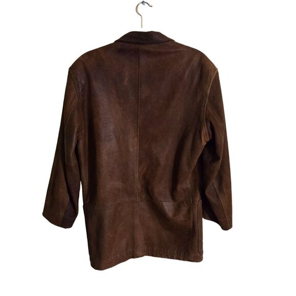 Northern Lights Leather Vintage Brown Leather Blazer Jacket Lined Size 36/S - Picture 2 of 4